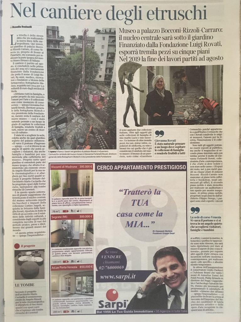 14 Novembre 2017 - Il Museo di Arte Etrusca affidato a Ediltecno sul Corriere della Sera